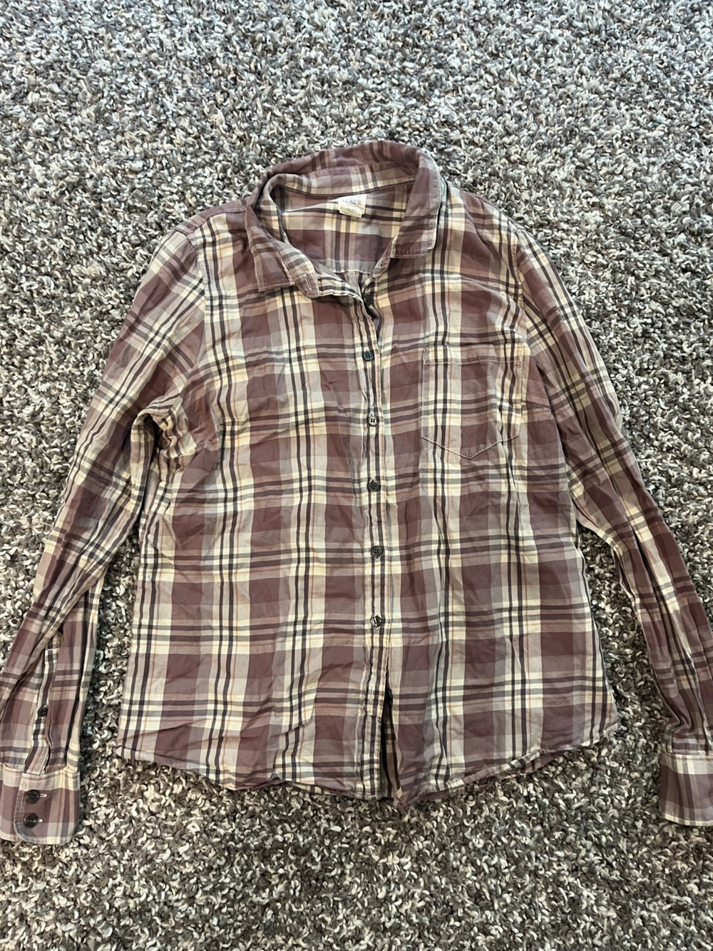 J. Crew Mauve and Cream Plaid Button-Down Shirt